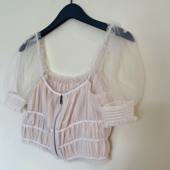 Alice+Olivia Ashlyn shirred crop top Sz M - Picture 10 of 12